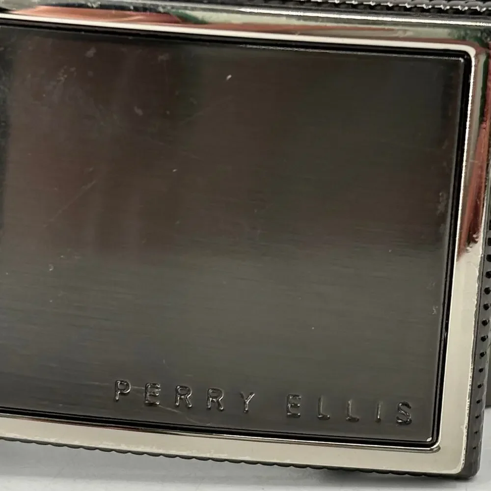 Perry Ellis Bonded Leather Belt Reversible Buckle Black or‎ Brown Men's Size 42